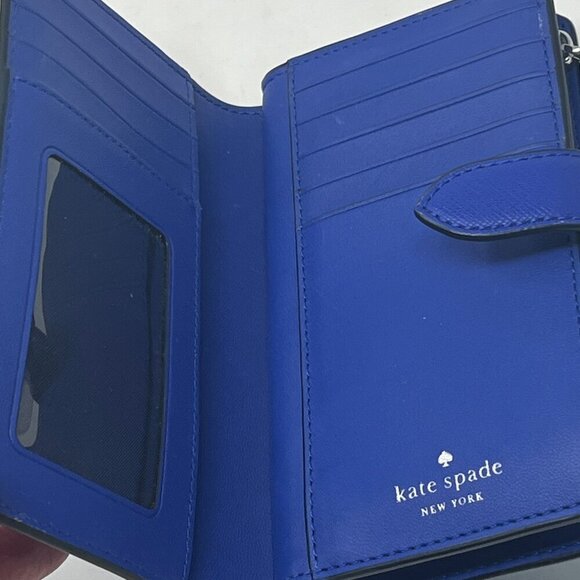 Kate Spade Schuyler Wave Stripe Medium Company Bifold Wallet blue - Picture 6 of 11